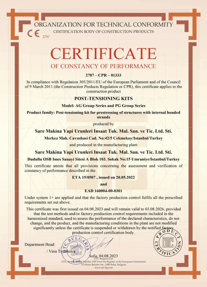 Certificate of Constancy Performance